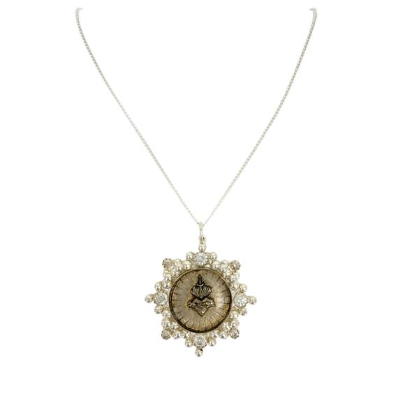 VIRGINS SAINTS & ANGELS VSA Cloister Sacred Heart Charm Necklace in Silver - Picture 1 of 9